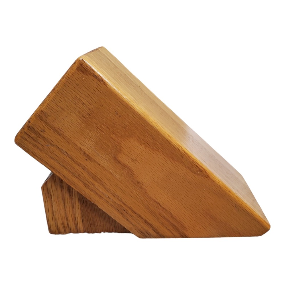 Cutco 10 Slot Knife Block Honey Oak Holds 9 Slot 1 Sharpener Hole Made in USA - Picture 2 of 7